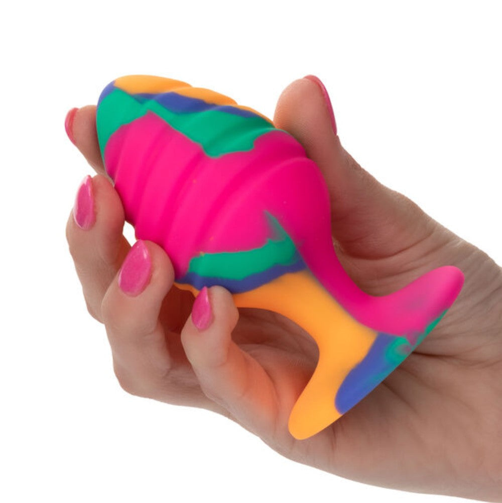 Calexotics Cheeky Swirl Tie-Dye Silicone Butt Plug Large
