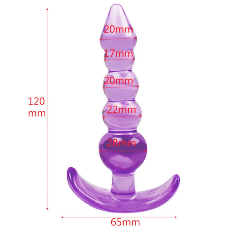 Erox Anal Fantasy Silicone Butt Beads Anal Training Silikon Anal Plug-Purple