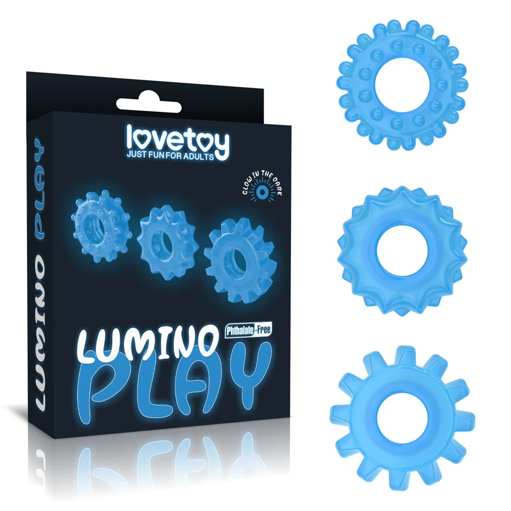 Lovetoy Lumino Play Fosforlu 3 Farklı Boyda Esnek Penis Halkası