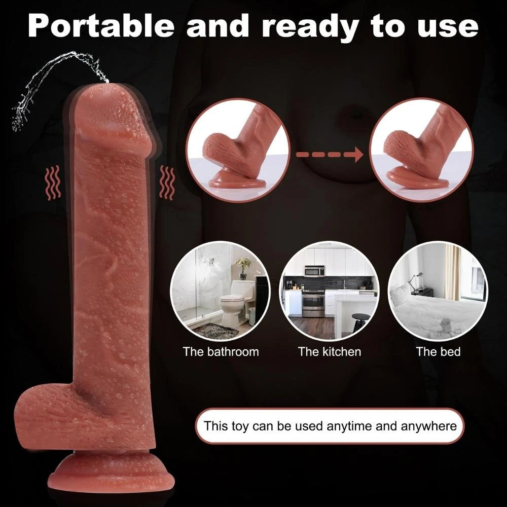 Shequ Dave Vibrating Dildo 21.5 Cm Boşalabilir Realistik Penis SQ-WBD10142-V