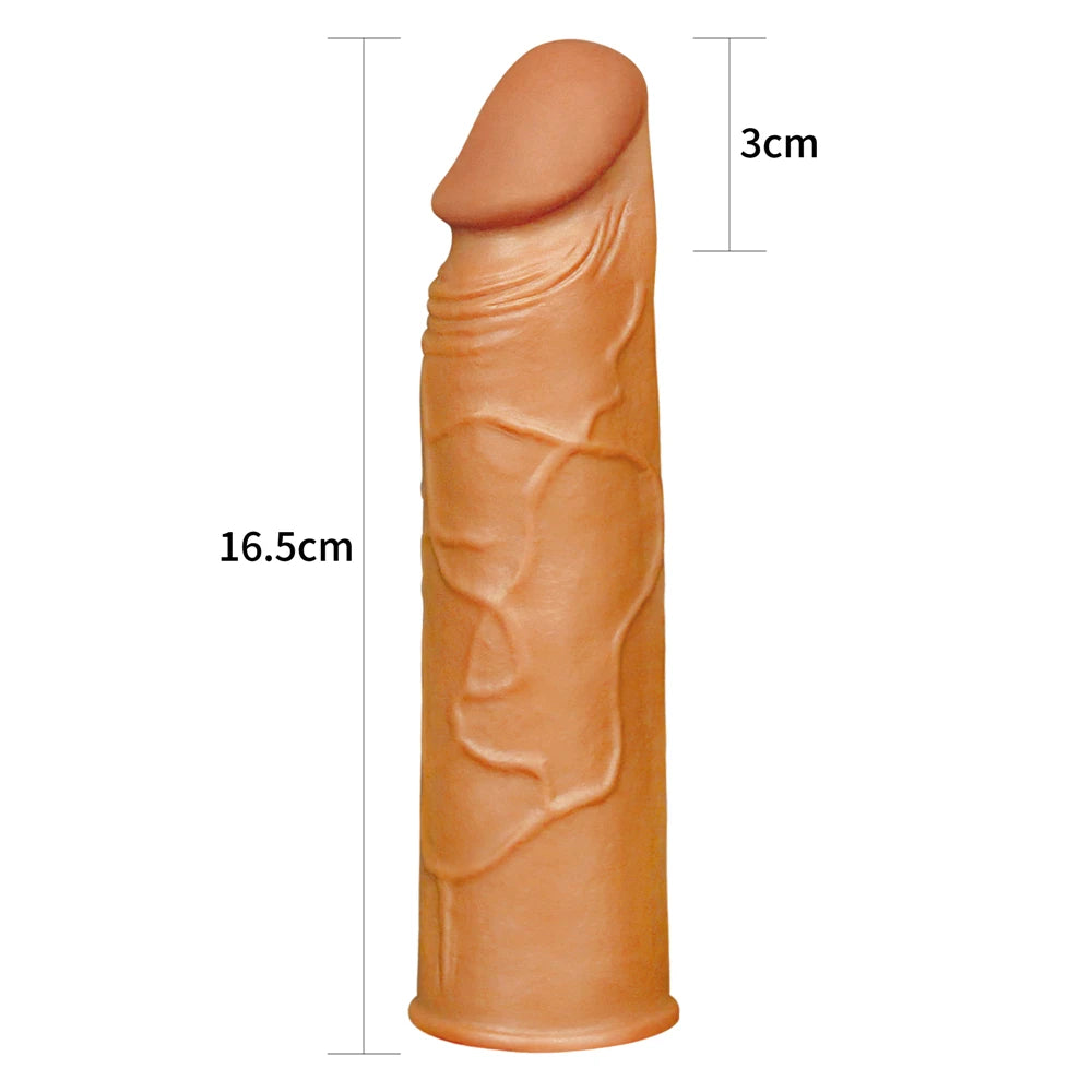 Lovetoy Pleasure X-Tender 3 cm Dolgulu Melez Realistik Penis Kılıfı