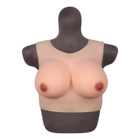 Bodysuit Crossdresser Brown Askılı Giyilebilir Silikon Göğüs XL Beden