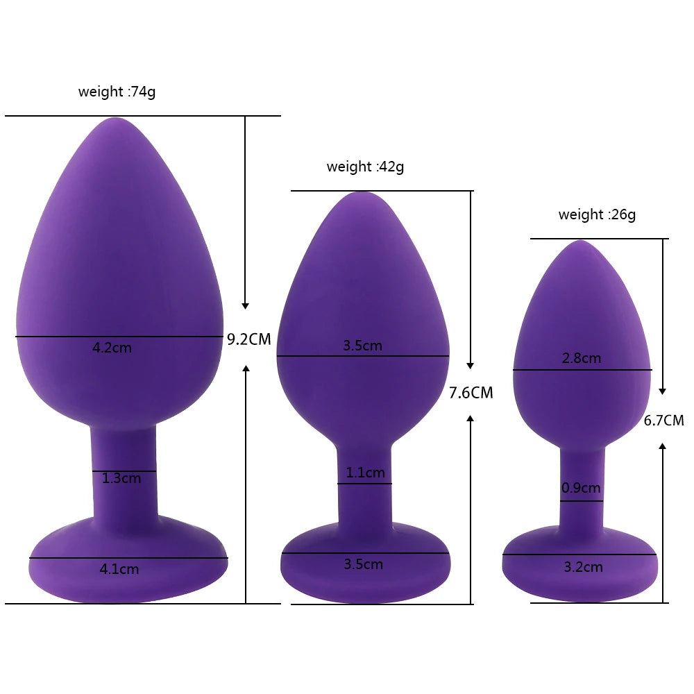 Erox Safe Body Purple Silicone Large Yeşil Taşlı Silikon Anal Plug