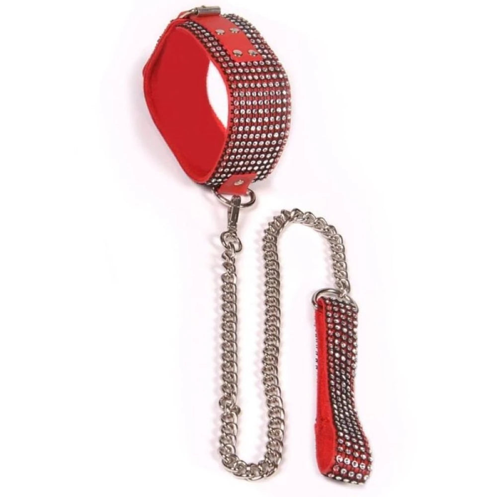 Erox Fetish Fantasy Series Diamond Collar Taşlı Fetiş Tasma-Kırmızıer