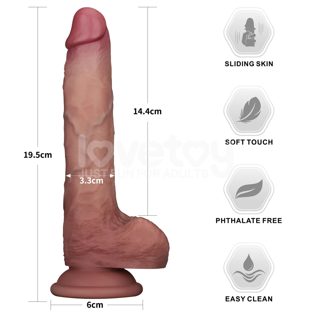 Lovetoy Sliding Skin Pro II Dual Layer Silicone Dong Realisitk Penis LV417106
