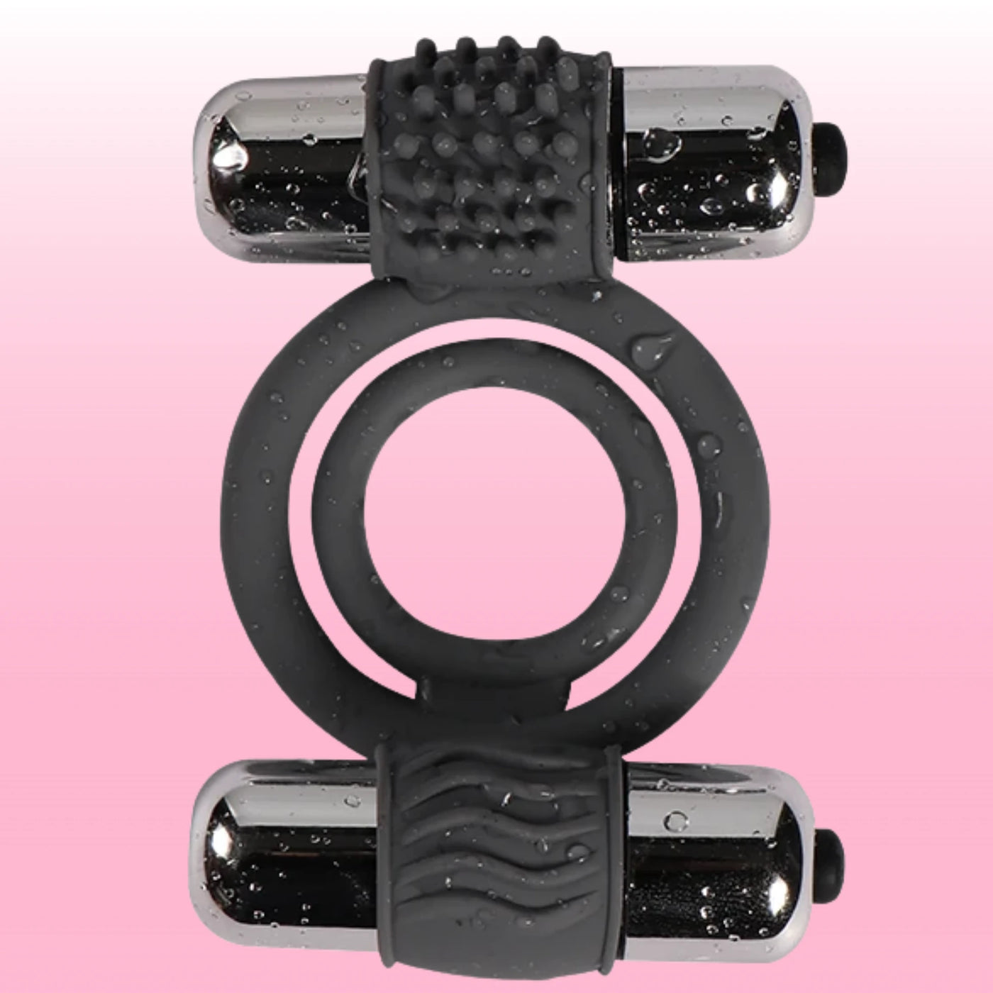 Shequ Double Bullet Çift Uyarıcılı Titreşimli Penis Halkası