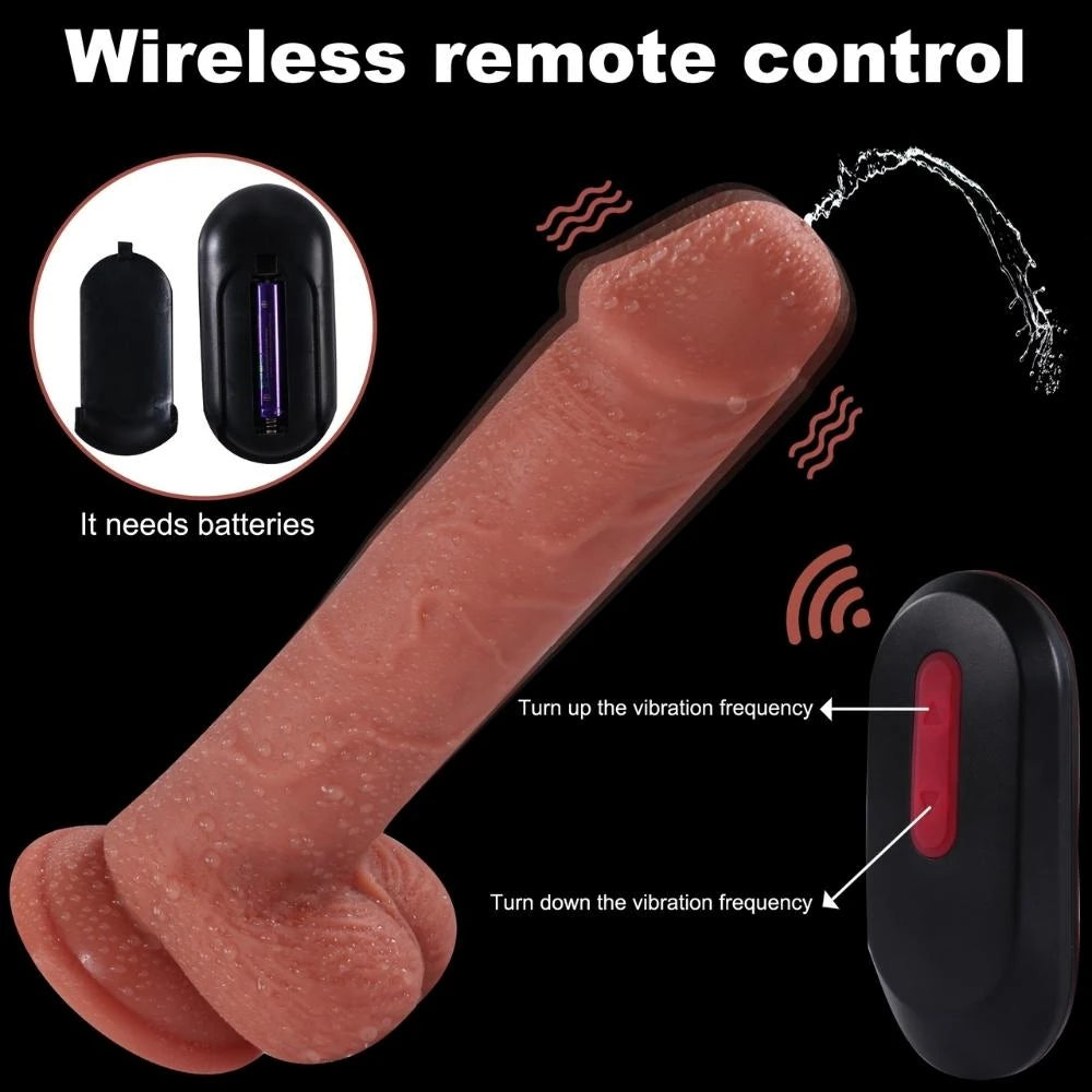 Shequ Dave Vibrating Dildo 21.5 Cm Kemerli Boşalabilir Realistik Penis SQ-WBD10142-V