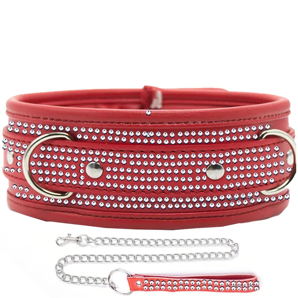 Erox Fetish Fantasy Series Diamond Collar Taşlı Fetiş Tasma-Kırmızıer