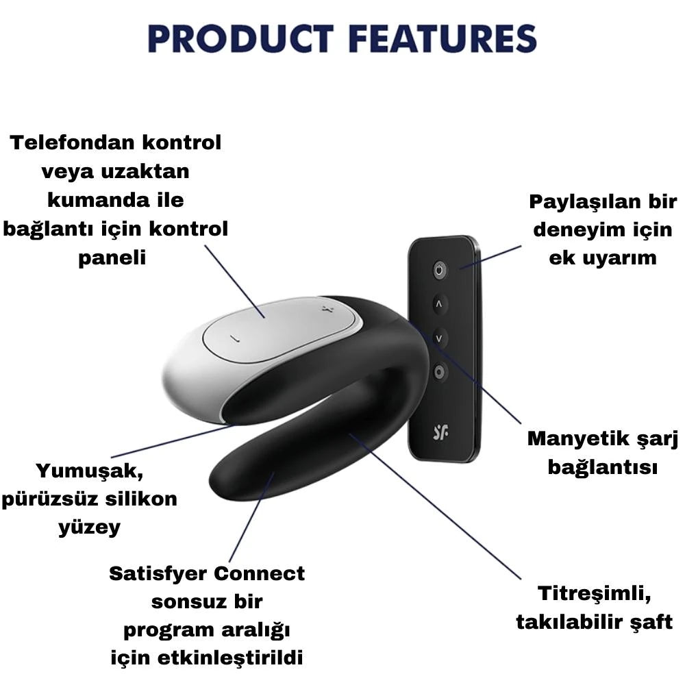 Satisfyer Double Fun Telefon ve Uzaktan Kumanda Kontrollü Vibratör-Black