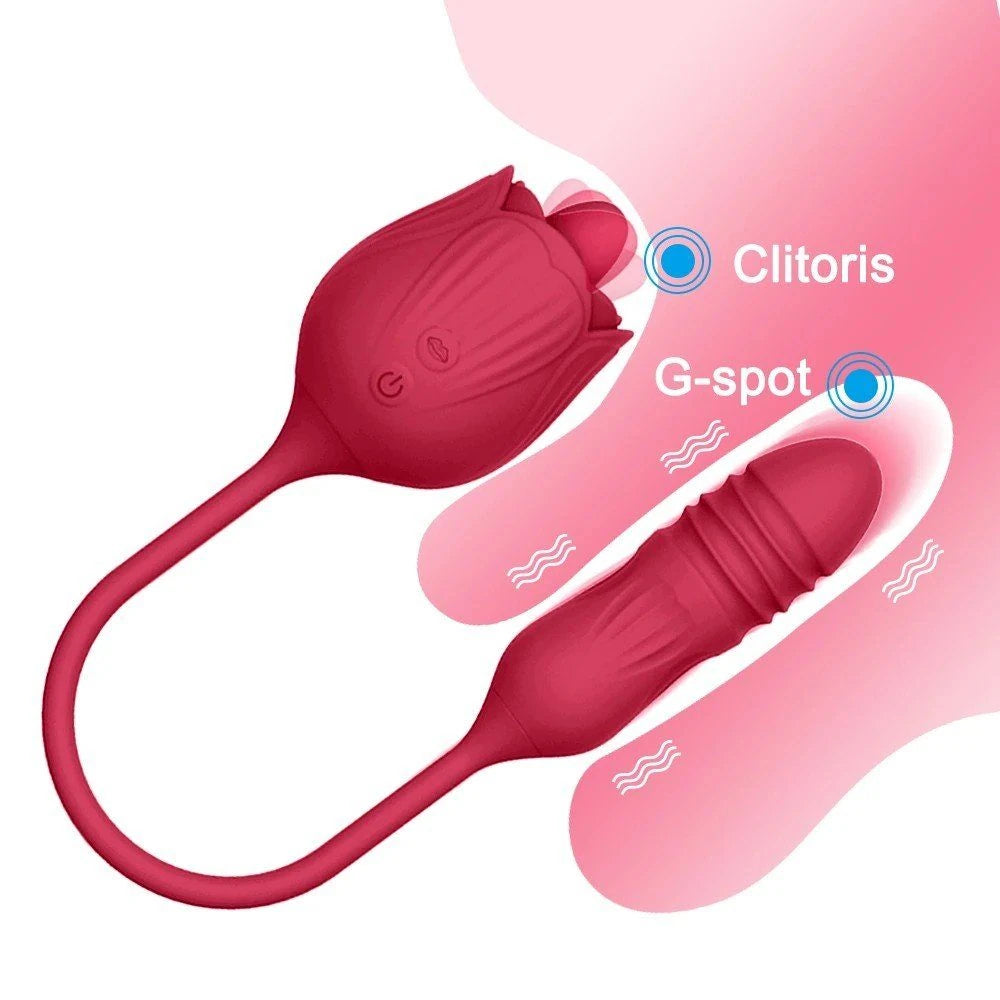 Erox Tongue Rose Dil ve İleri Geri Hareketli Gül Vibratör