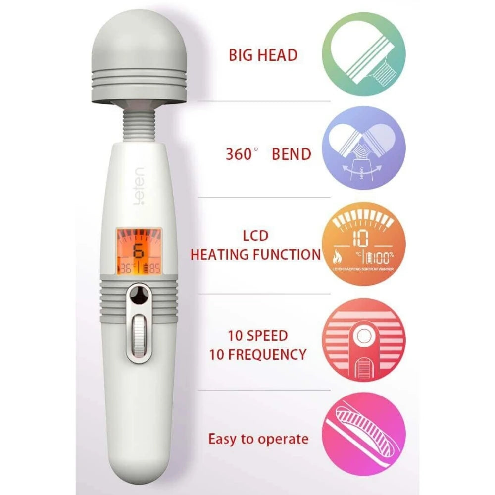 Leten Young Version Göstergeli ve Isıtmalı Masaj Wand Vibratör