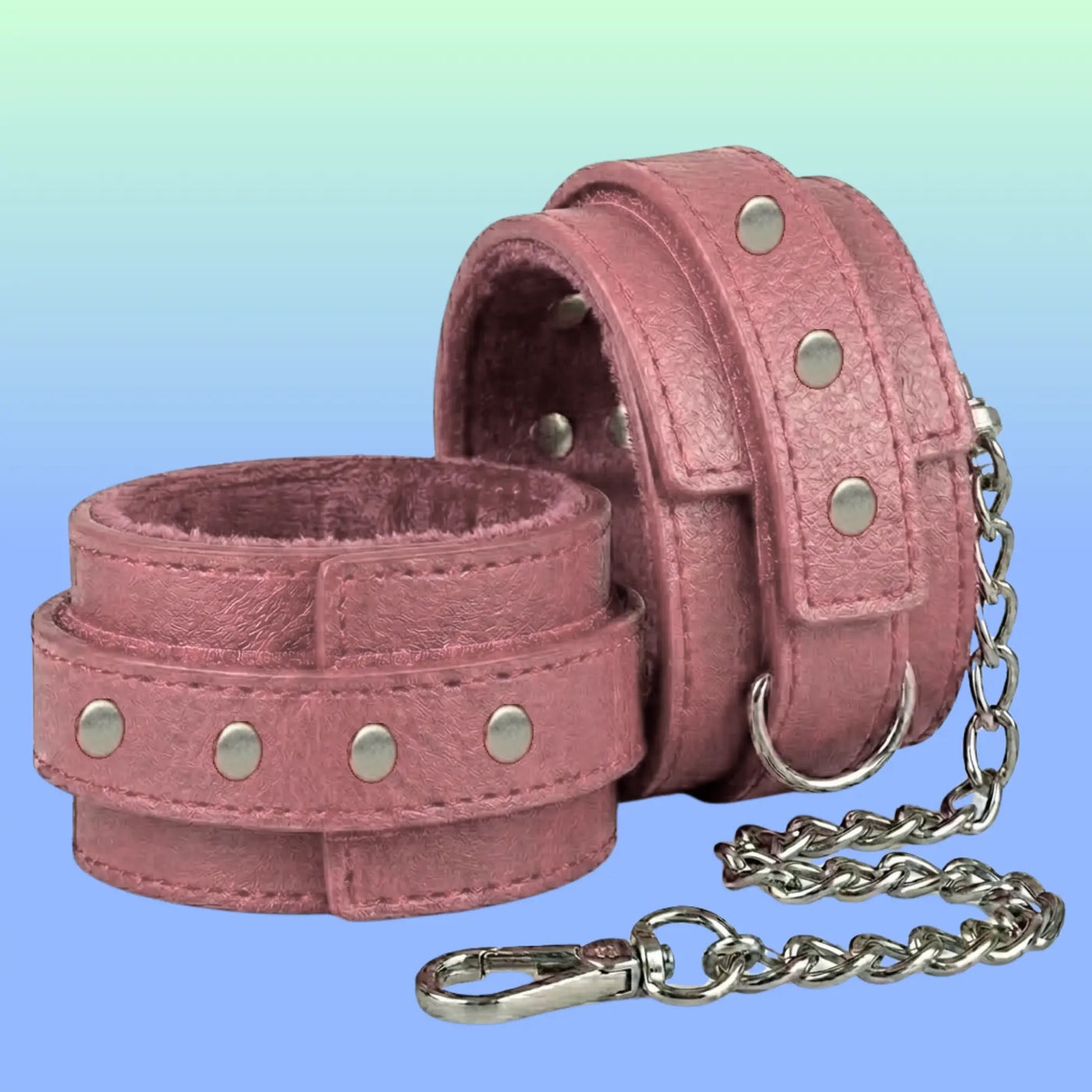 Erox Fetish Love Game Leather Hand Cuffs Deri Kelepçe-Pembe