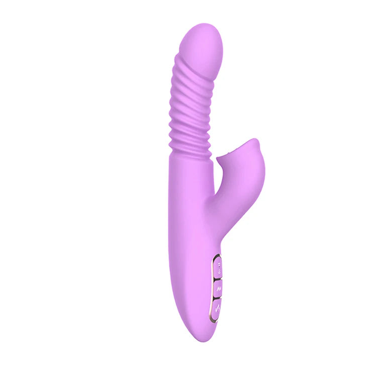 Dibe Angelia Thrusting İleri Geri Hareketli Dilli Rabbit Vibratör-Purple