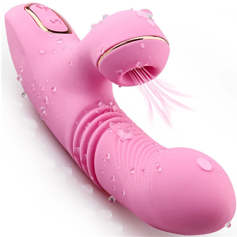 Dibe Haloy Olivia Thrusting Vibe İleti Geri Hareketli Darbeli Vibratör-Pink
