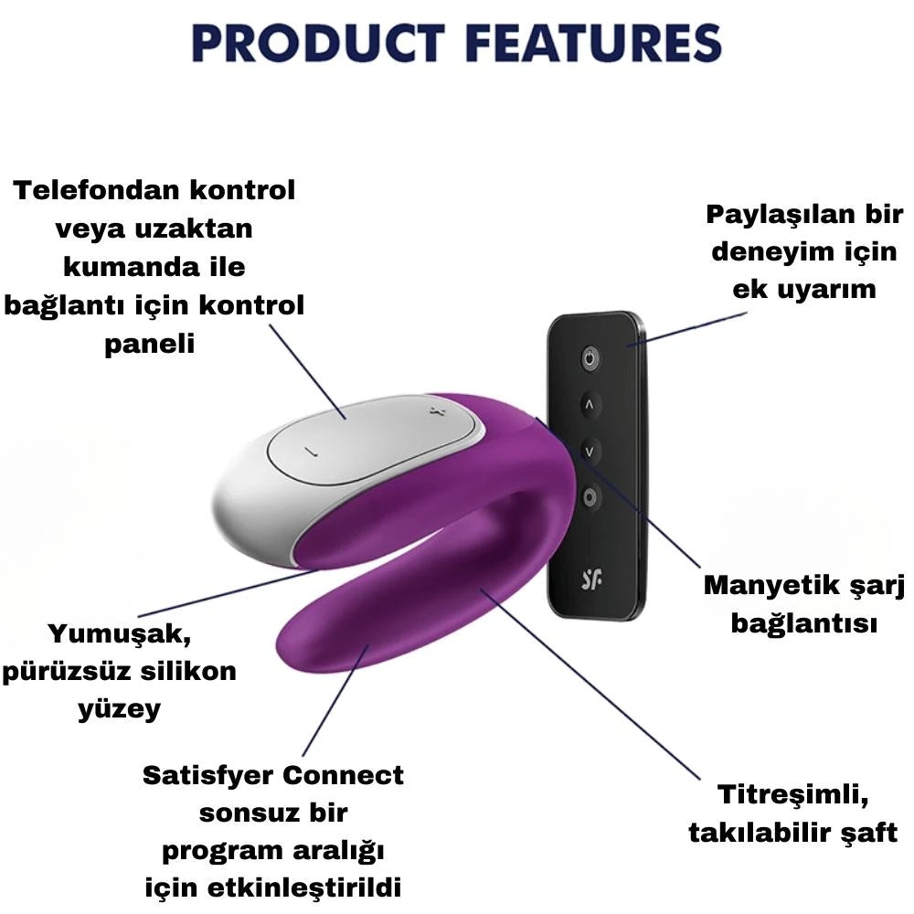 Satisfyer Double Fun Telefon ve Uzaktan Kumanda Kontrollü Vibratör-Violet