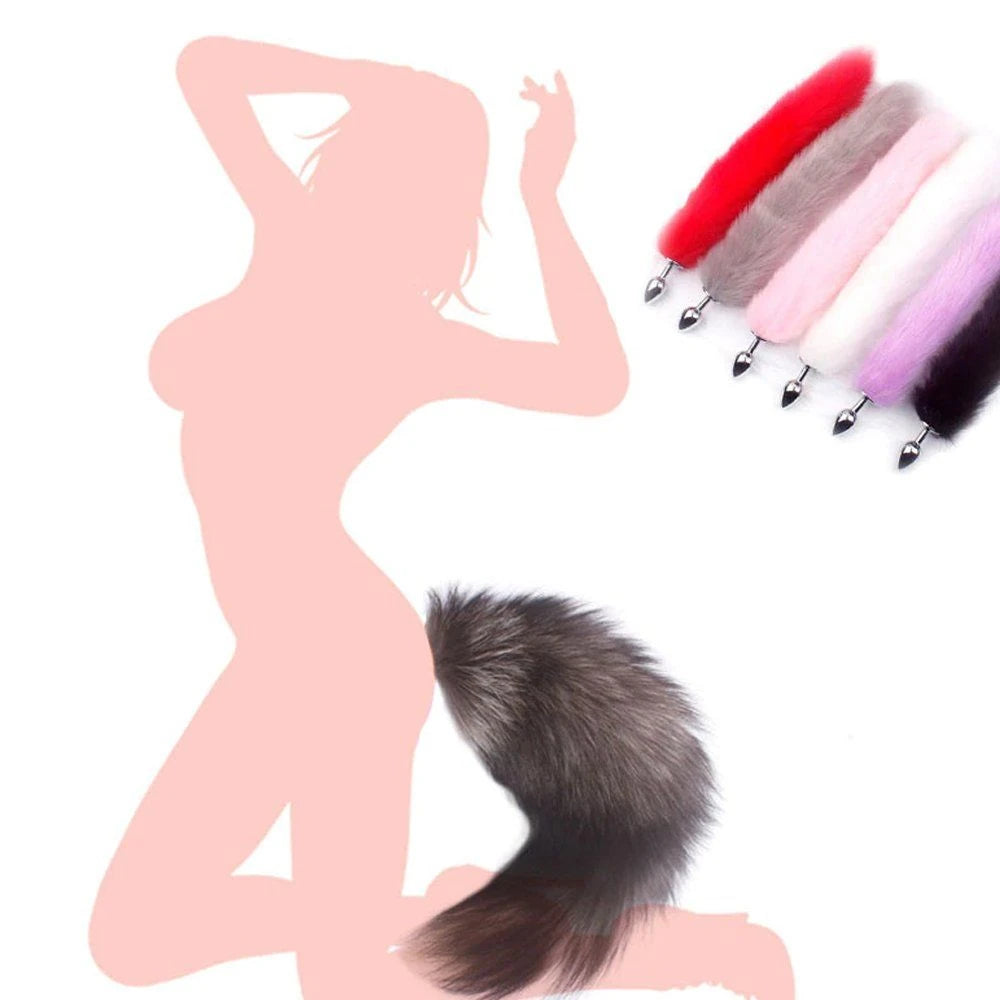 Erox Love The Anal Fantasy Kül Gri Tilki Kuyruklu Metal Anal Plug