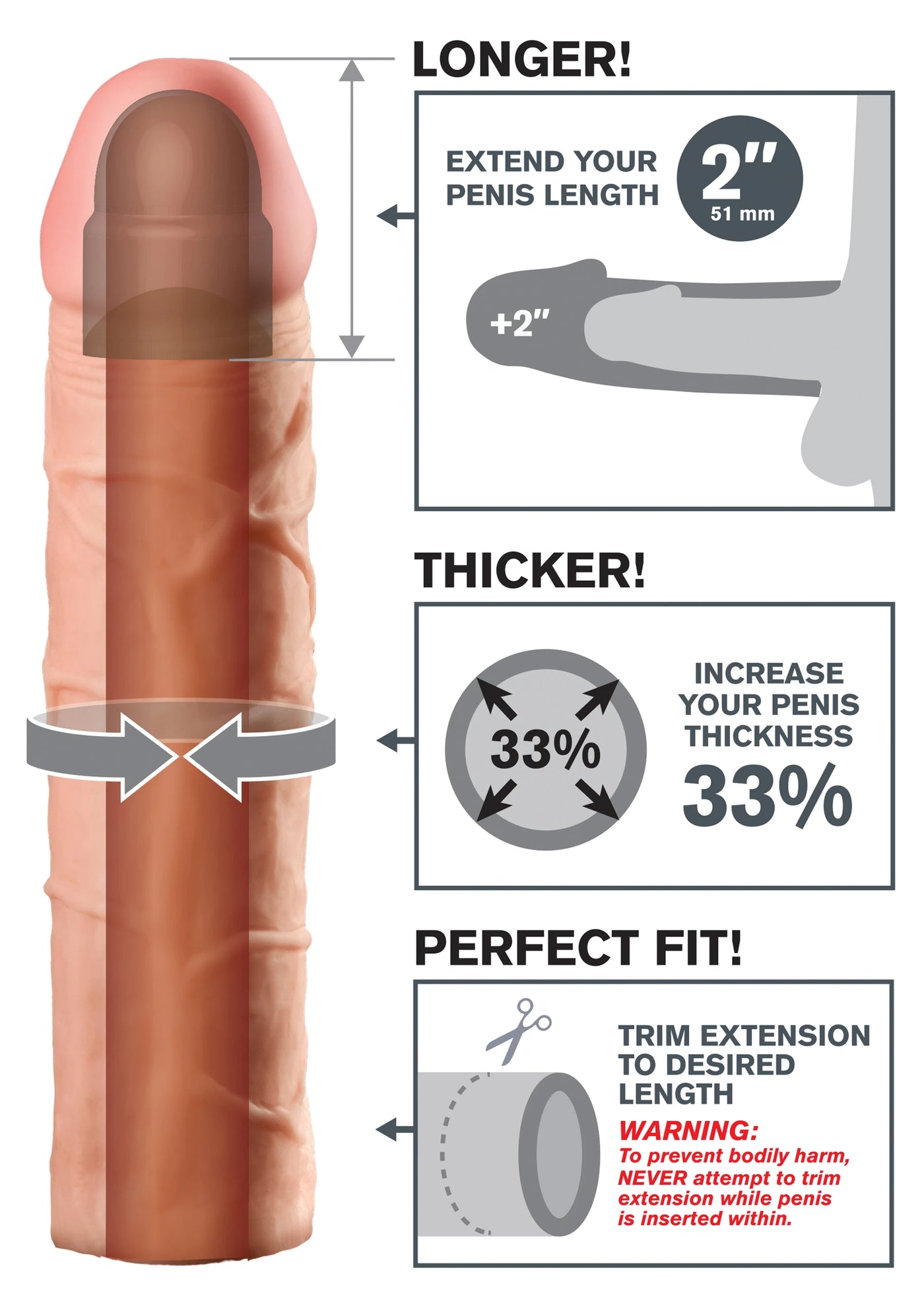 Pipedream Fantasy X-Tensions Perfect 2'' Amerikan Penis Kılıfı