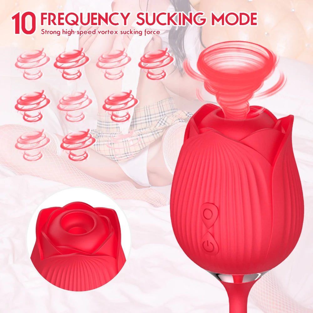 Erox Rose Emiş Güçlü ve İleri Geri Hareketli Gül Vibratör