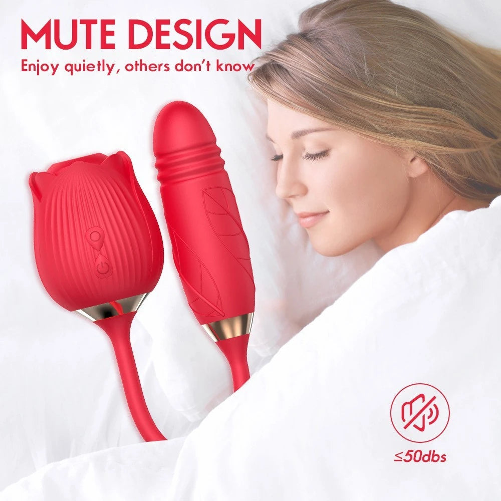 Erox Rose Emiş Güçlü ve İleri Geri Hareketli Gül Vibratör