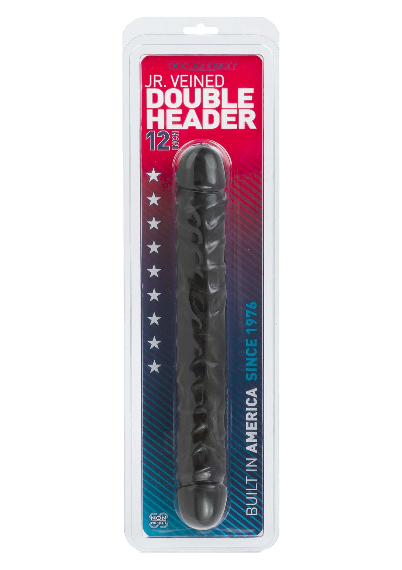 Doc Johnson Jr. Veined 30 Cm Çift Taraflı Realistik Jel Penis-Siyah