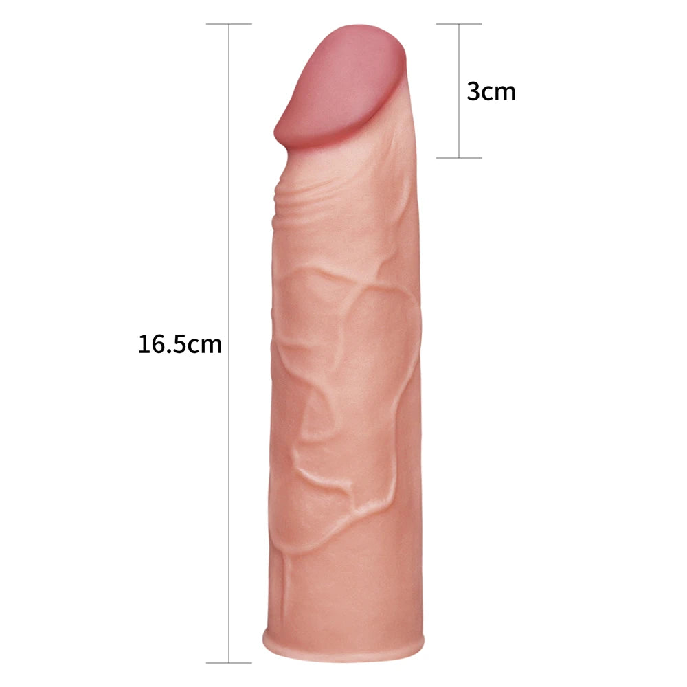 Lovetoy Pleasure X-Tender 3 cm Dolgulu Realistik Penis Kılıfı