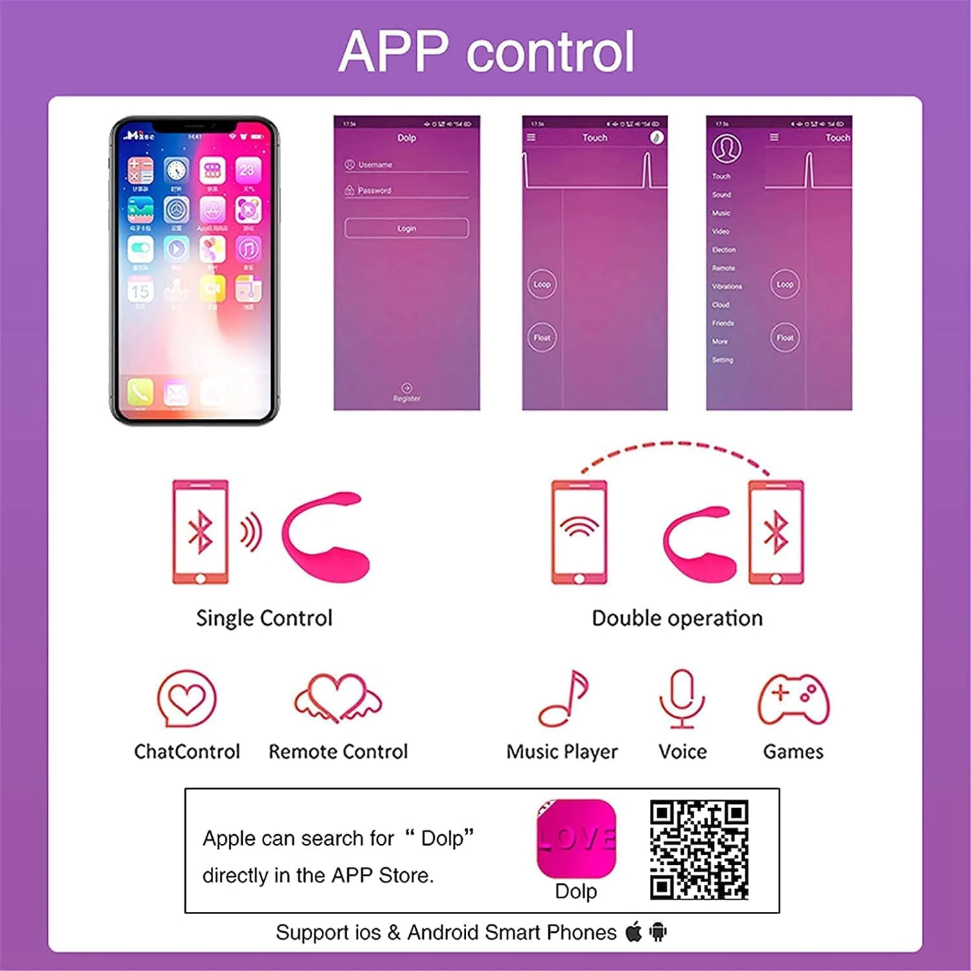 Erox Push Wearable Vibe Telefon Kontrollü Giyilebilir Vibratör-Pink
