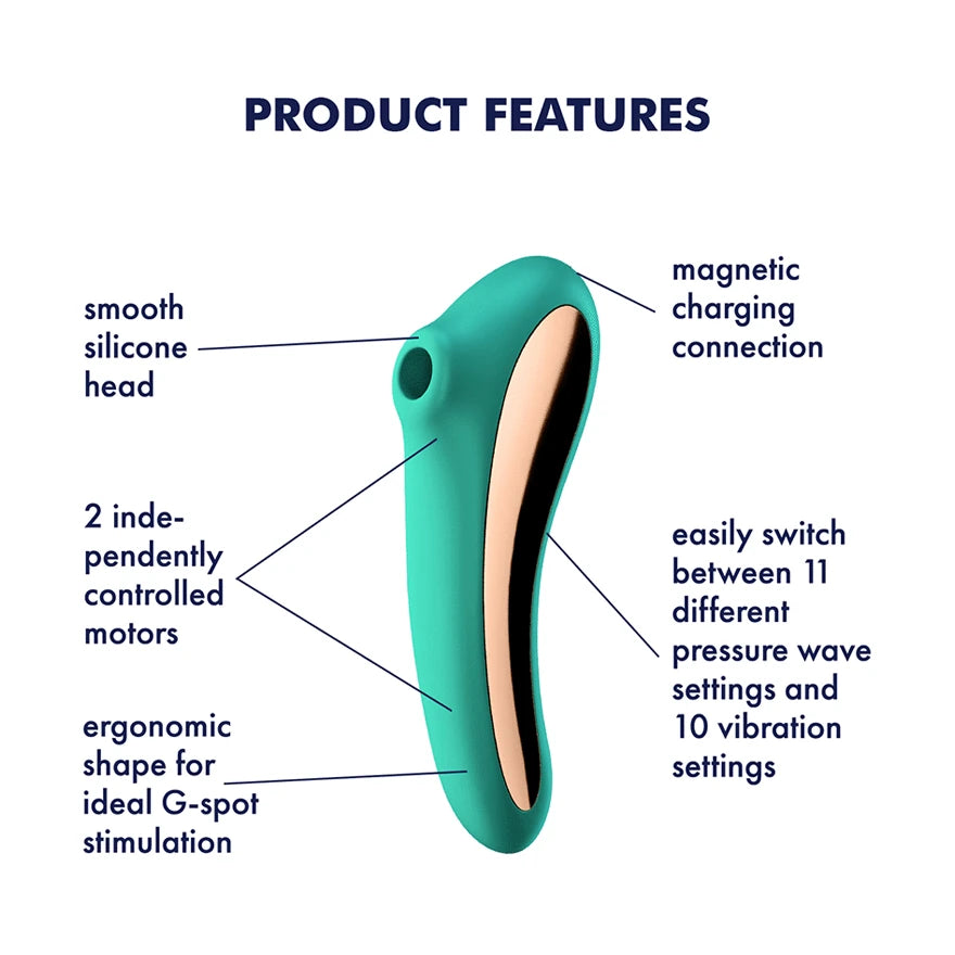Satisfyer Dual Kiss Telefon Kontrollü Emiş Güçlü Vibratör-Green