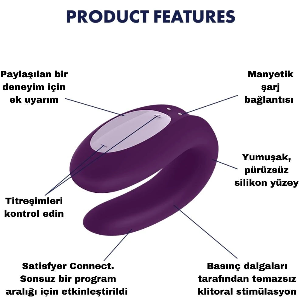 Satisfyer Double Joy Telefon Uyumlu Çiftler İçin Vibratör-Purple