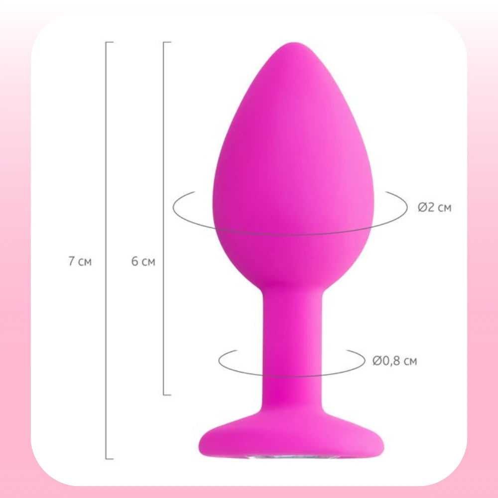 Erox The Anal Fantasy Kristal Taşlı Pembe Silikon Anal Plug - Small