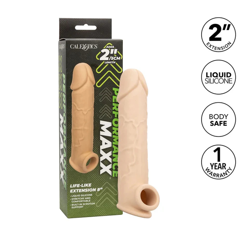 Calexotics Life-Like Extension 5 Cm Uzatmalı Et Dokulu Realistik Penis Kılıfı-Ten