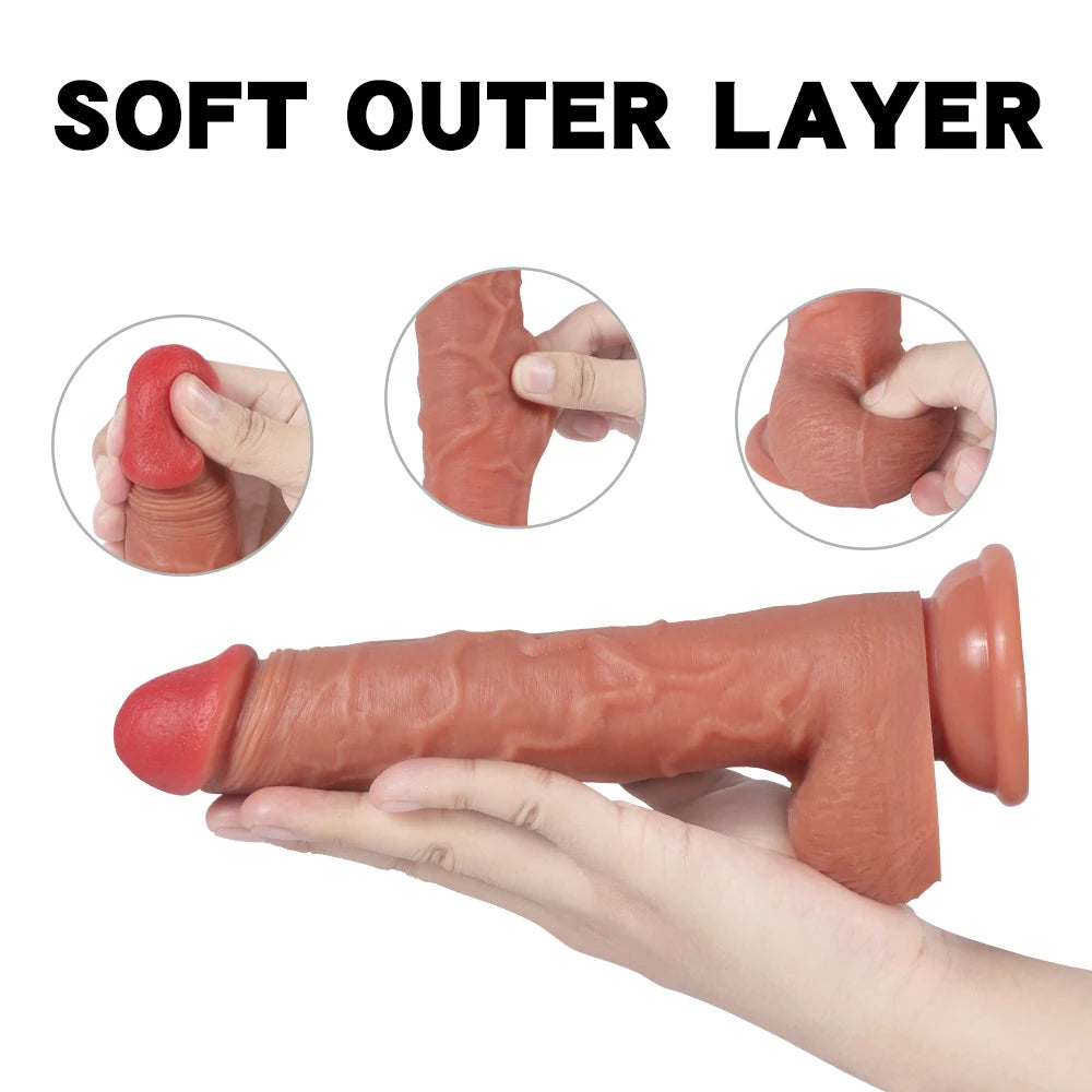 Shequ Harlan Telescopic Dildo İleri Geri Hareketli Realistik Penis SQ-T10015