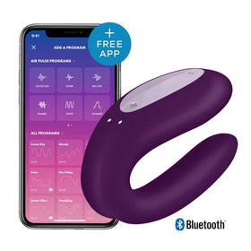 Satisfyer Double Joy Telefon Uyumlu Çiftler İçin Vibratör-Purple