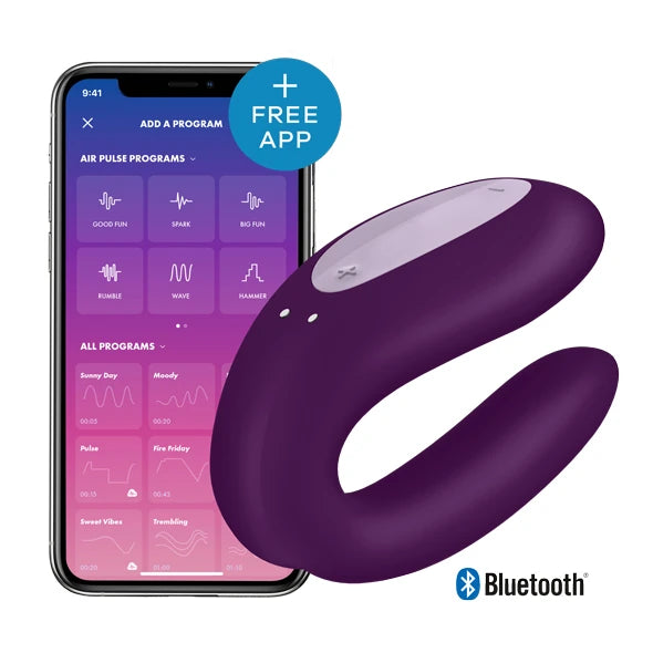 Satisfyer Double Joy Telefon Uyumlu Çiftler İçin Vibratör-Purple
