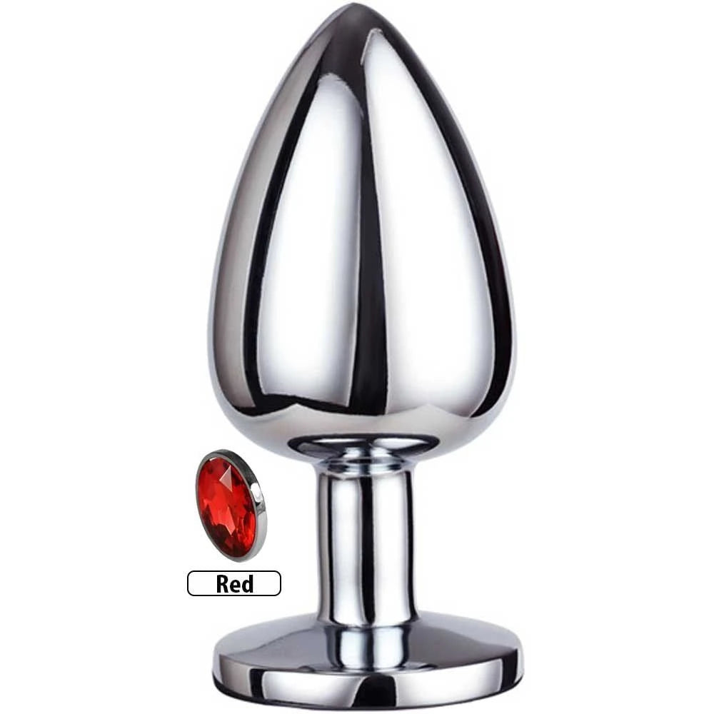 Erox Anal Fantasy Luxury Diamond Red Taşlı Metal Anal Plug - Medium