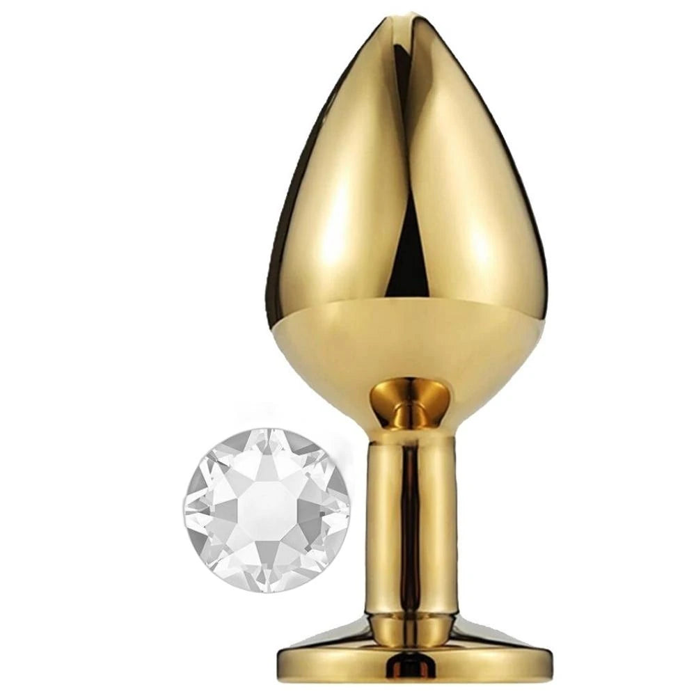 Erox Gold Small Beyaz Kristal Taşlı Metal Anal Plug