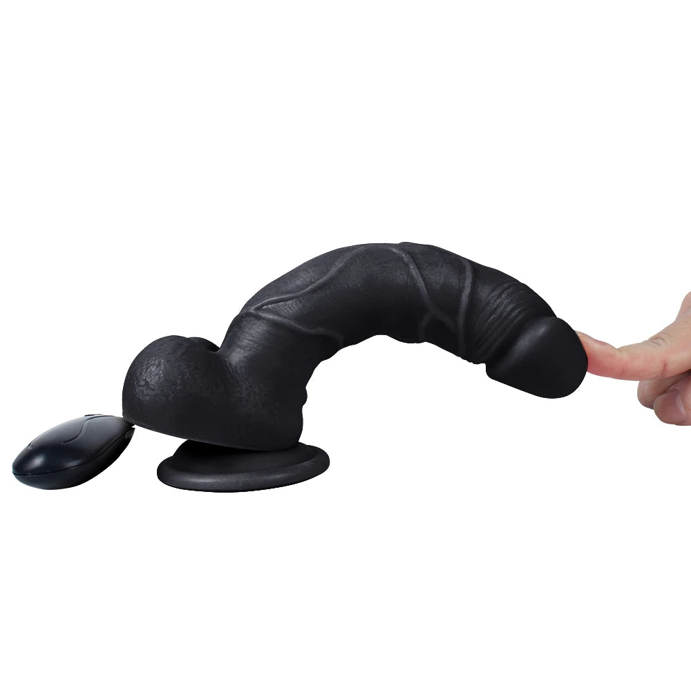 Xise Dildo Series Beat Strapon 19 cm Kemerli Titreşimli Realistik Penis-Black