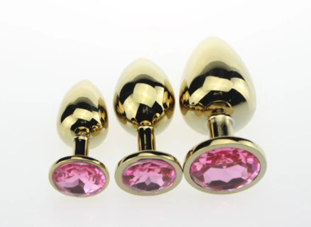 Erox The Anal Fantasy Beyaz Taşlı Gold Metal Anal Plug-Large