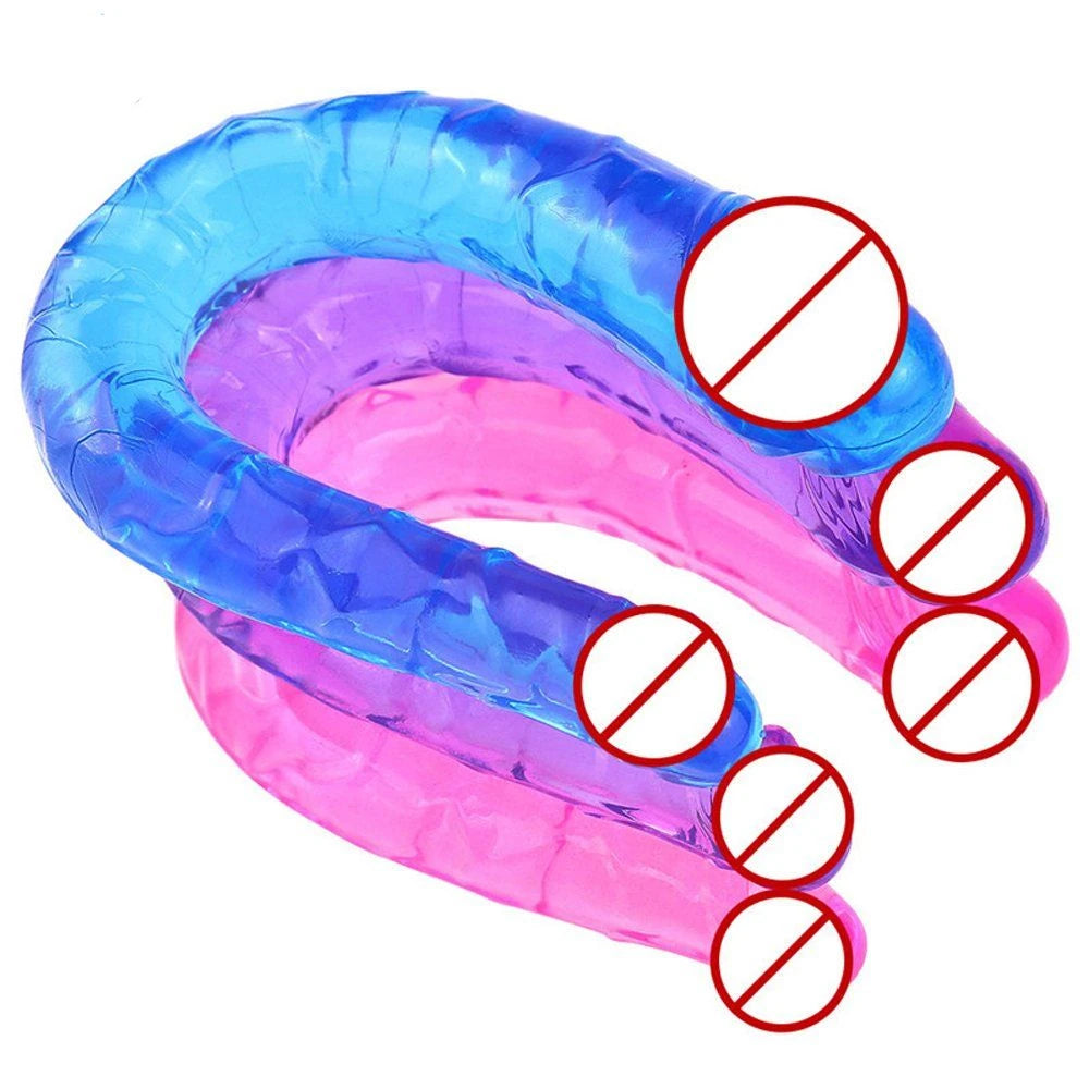 Erox Double Ended Jelly Dildo 30 cm Çift Taraflı Jel Penis-Purple