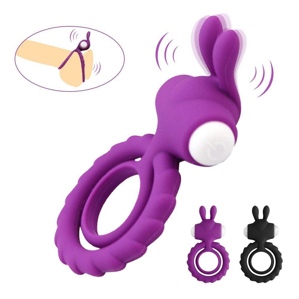 Erox The Cock Ring Nuo Rabbit Klitoral Titreşimli Penis Halkası - Black