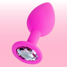 Erox The Anal Fantasy Kristal Taşlı Pembe Silikon Anal Plug - Small