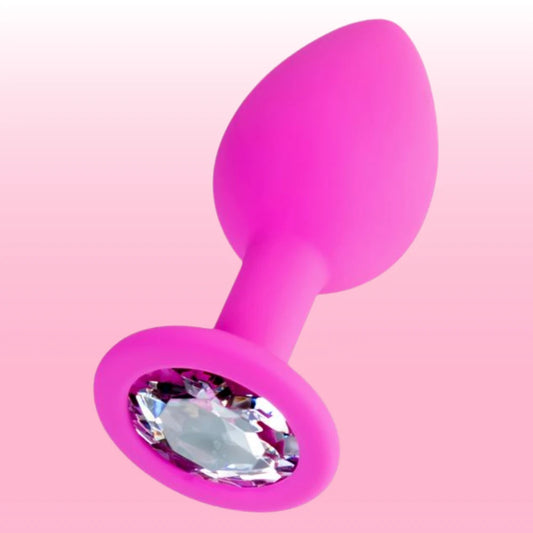 Erox The Anal Fantasy Kristal Taşlı Pembe Silikon Anal Plug - Small