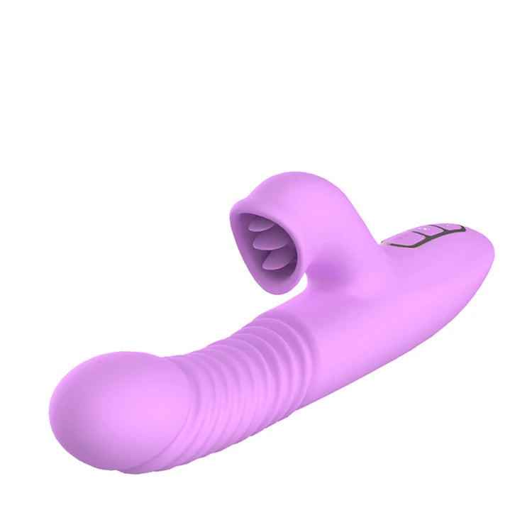 Dibe Angelia Thrusting İleri Geri Hareketli Dilli Rabbit Vibratör-Purple