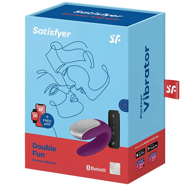 Satisfyer Double Fun Telefon ve Uzaktan Kumanda Kontrollü Vibratör-Violet