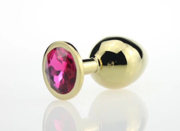 Erox The Anal Fantasy Beyaz Taşlı Gold Metal Anal Plug-Large