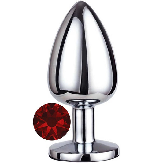 Erox Anal Fantasy Luxury Diamond Red Taşlı Metal Anal Plug - Medium