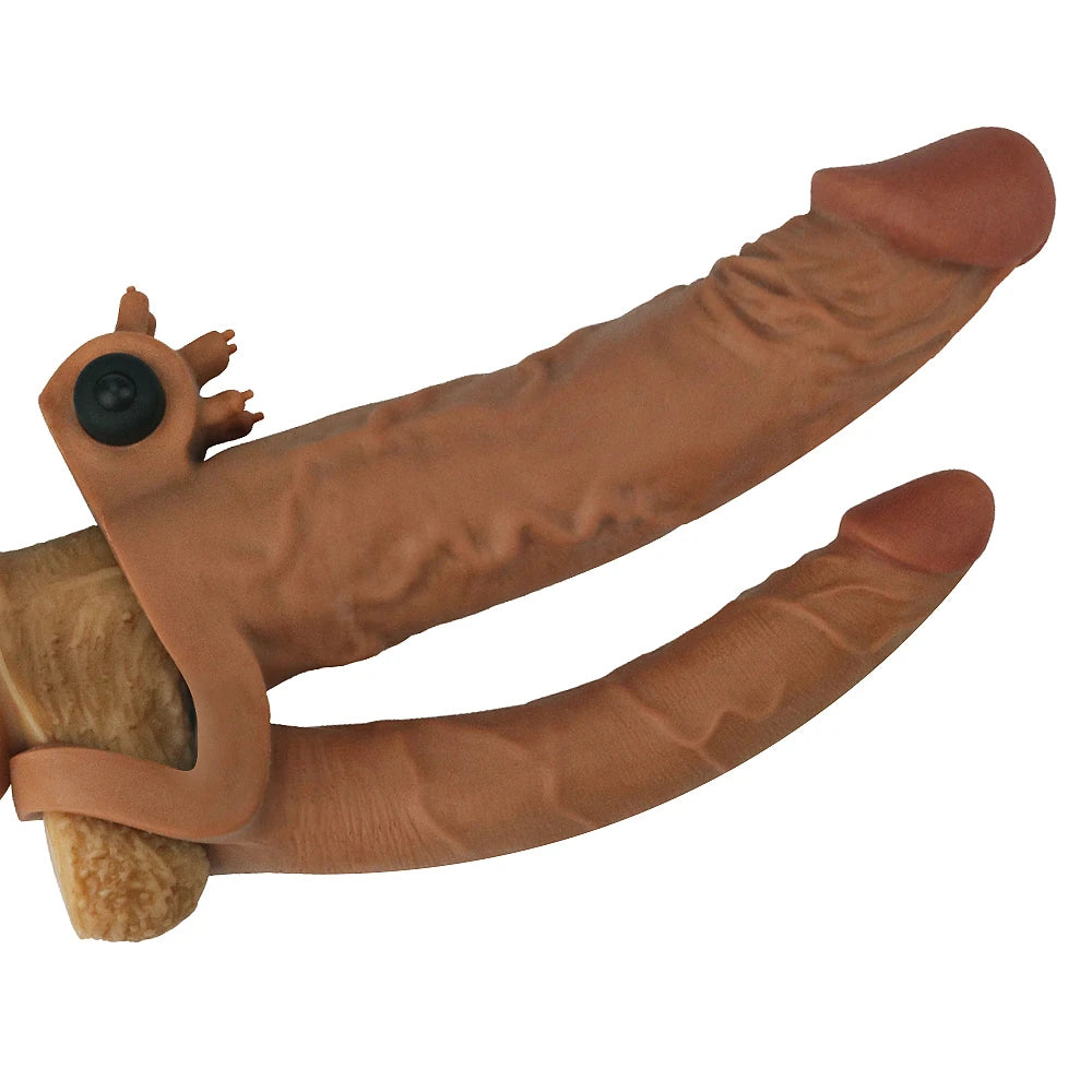 Lovetoy Pleasure X Tender 5 cm Dolgulu Titreşimli Çift Taraflı Penis Kılıfı
