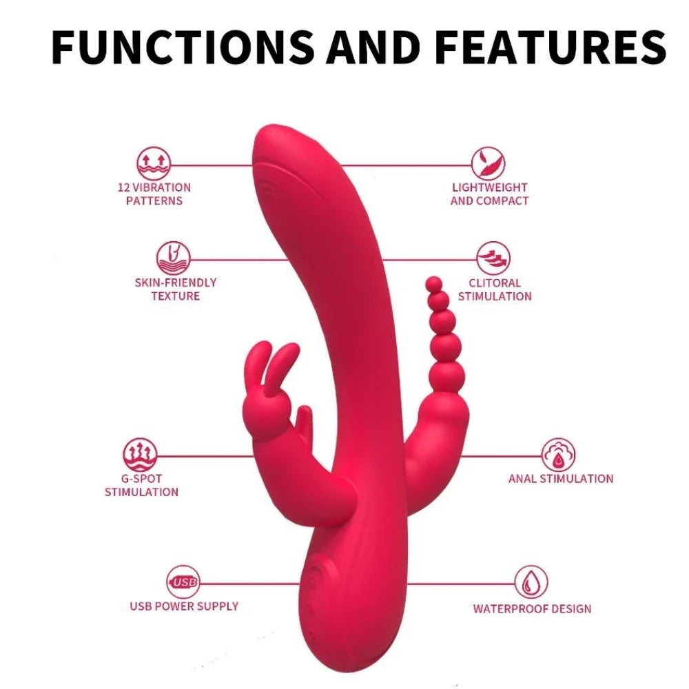 Erox World Meilisa 3 İn 1 Clitoral Massager Rabbit Vibratör