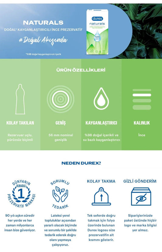 Durex Naturals 10'lu Prezervatif