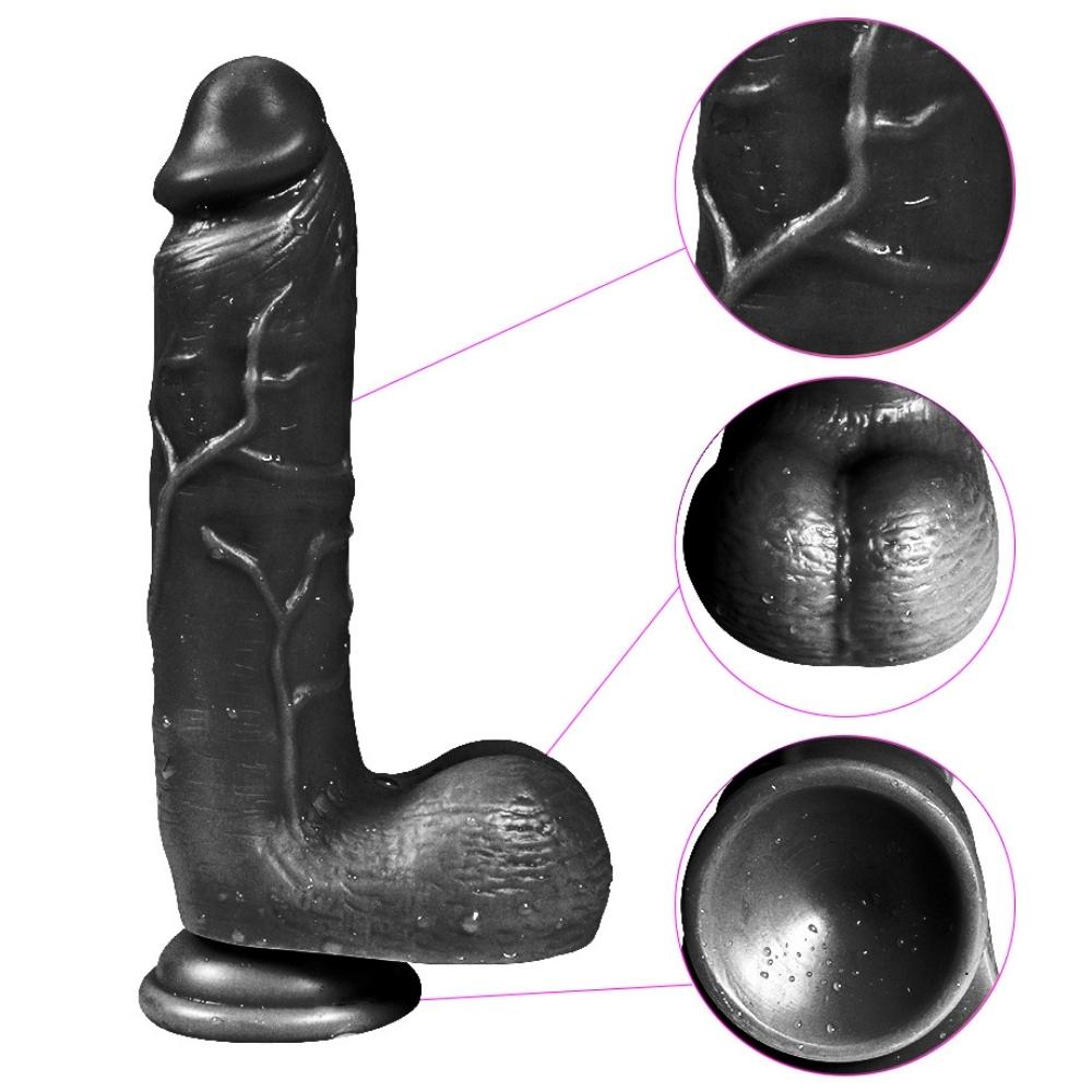 Xise Dildo Series Adam Rubber 21 cm Realistik Zenci Penis XS-WBC10012-Black