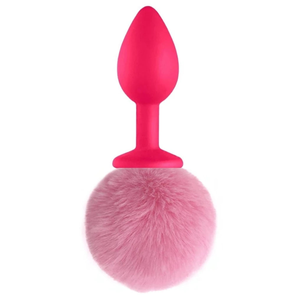 Erox Luxury Pink Silicone Bunny Tail Rose Kuyruklu Anal Plug